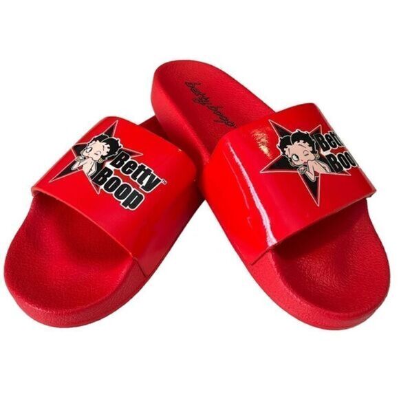 Betty Boop Red Slip On Women's Slides Sandals Size 7‎ - Picture 1 of 10